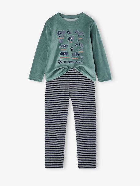 Set van 2 velours jongenspyjama's marineblauw - vertbaudet enfant 