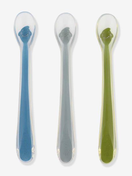 Set van 3 babyvoedingslepels Mr. Lion blauw+geel+lichtroze - vertbaudet enfant 