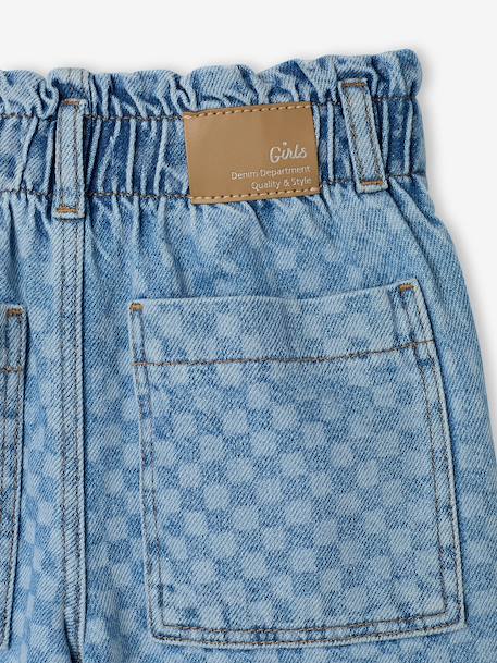 Pantalon fille large motifs fantaisie bleu clair+denim gris+gris - vertbaudet enfant 