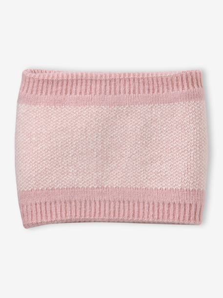 Ensemble fille en tricot bonnet, snood et gants rose poudré - vertbaudet enfant 