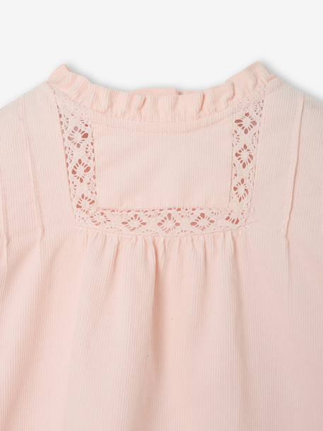 Velours babyjurk met lange mouwen rose pâle - vertbaudet enfant 