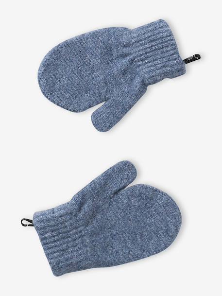 Ensemble fille tricot bonnet, snood et gants bleu ciel+gris chiné - vertbaudet enfant 