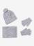 Ensemble fille tricot bonnet, snood et gants bleu ciel+gris chiné - vertbaudet enfant 