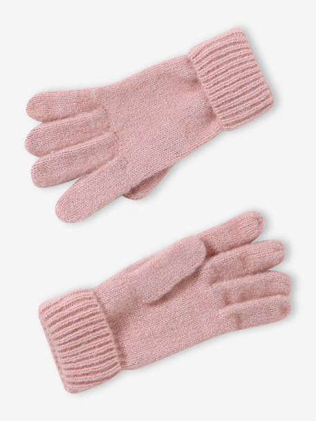 Gebreide meisjesset muts, col en wanten roze (poederkleur) - vertbaudet enfant 