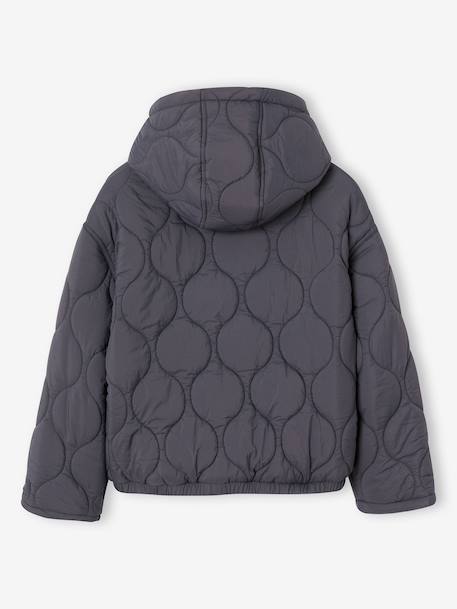 Doudoune légère fille à capuche noir - vertbaudet enfant 