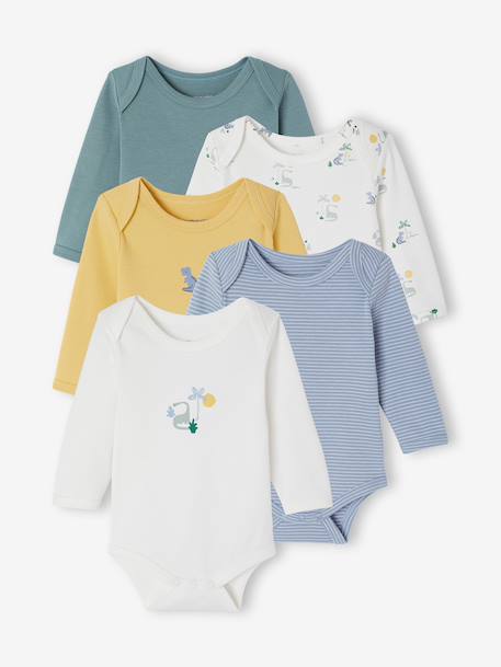Lot de 5 bodies bébé garçon manches longues écru - vertbaudet enfant 