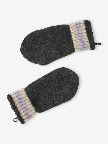 Ensemble fille bonnet, snood et gants tricot anthracite - vertbaudet enfant 