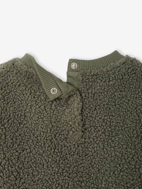Sweat bébé en sherpa noix de pécan+vert - vertbaudet enfant 