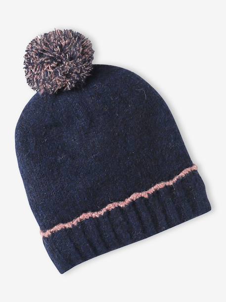 Ensemble fille tricot bonnet, snood et gants marine - vertbaudet enfant 