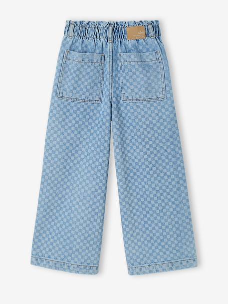 Pantalon fille large motifs fantaisie bleu clair+denim gris+gris - vertbaudet enfant 