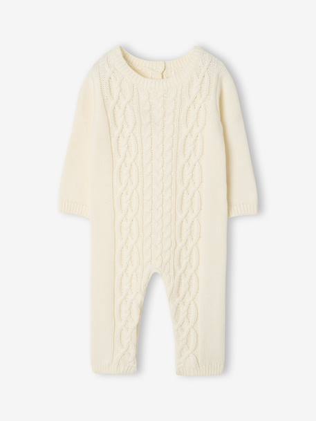 Gebreide babyoverall met kabelpatroon ecru - vertbaudet enfant 