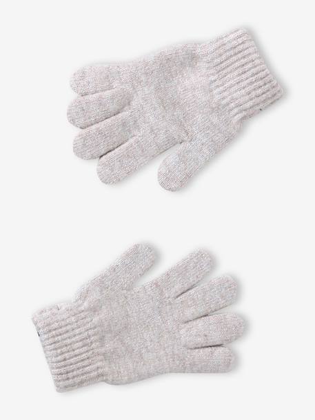 Ensemble fille tricot bonnet, snood et gants sable - vertbaudet enfant 
