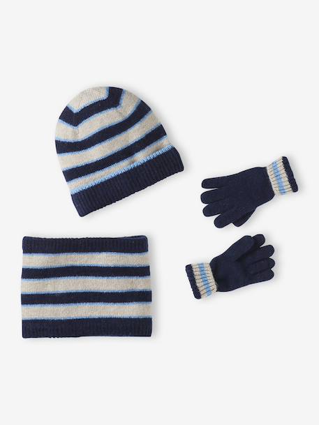 3-delige set met muts, col en wanten gemêleerd wit - vertbaudet enfant 