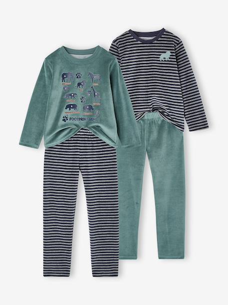 Set van 2 velours jongenspyjama's marineblauw - vertbaudet enfant 