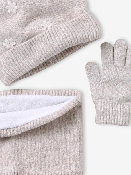 3-delige meisjesset muts, col en wanten zandbeige - vertbaudet enfant 