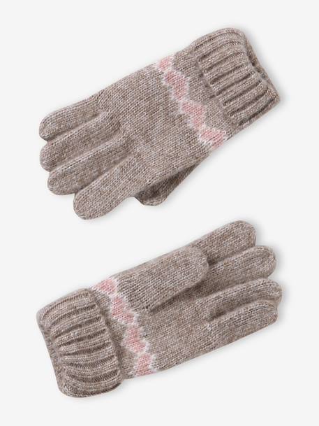 Ensemble fille tricot bonnet, snood et gants moka - vertbaudet enfant 