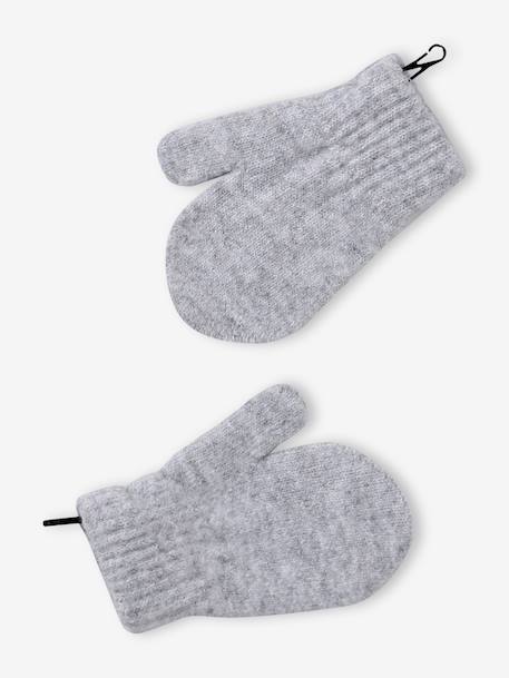 Meisjesset muts, colsjaal en handschoenen gemêleerd grijs+hemelsblauw - vertbaudet enfant 