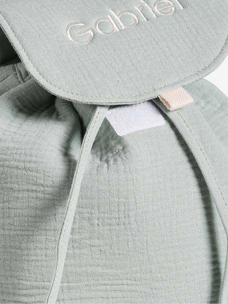 Sac à dos personnalisable en gaze de coton animation oreilles bleu nuit+rose poudré+vanille+vert sauge - vertbaudet enfant 