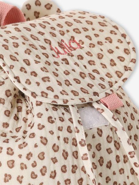 Sac à dos personnalisable en gaze de coton animation oreilles bleu nuit+rose poudré+vanille+vert sauge - vertbaudet enfant 