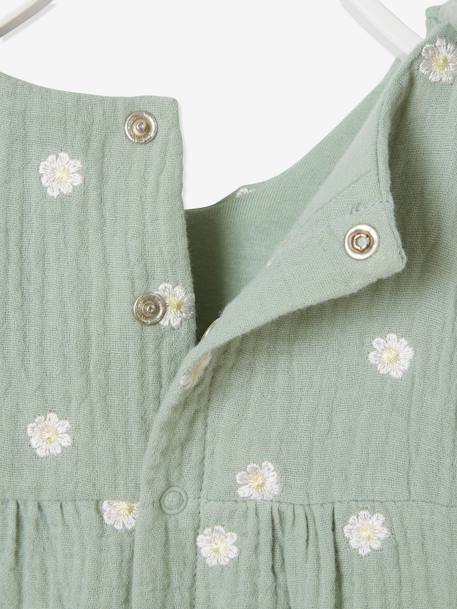 Combinaison bébé naissance en gaze de coton beige+écru+tilleul imprimé - vertbaudet enfant 