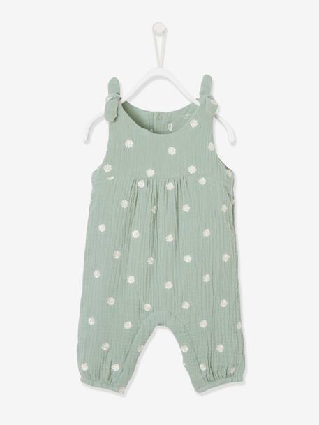 Boxpakje baby van geborduurd katoengaas beige+ecru+lindegroen - vertbaudet enfant 