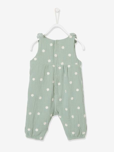 Combinaison bébé naissance en gaze de coton beige+écru+tilleul imprimé - vertbaudet enfant 