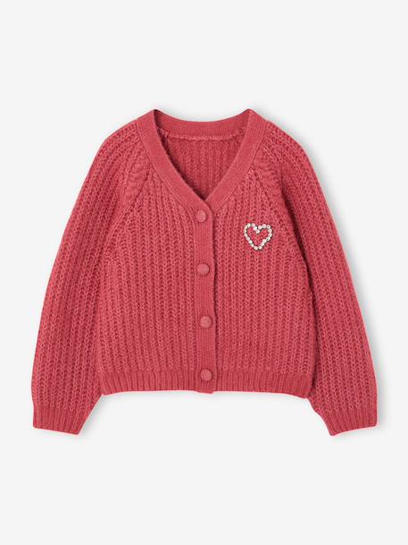 Gebreid vest voor meisjes ecru+oudroze - vertbaudet enfant 