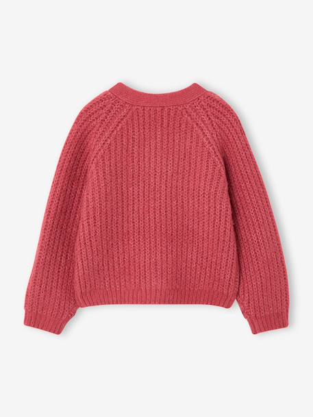 Gebreid vest voor meisjes ecru+oudroze - vertbaudet enfant 