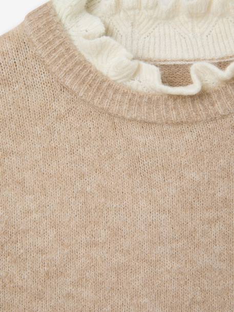 Pull col montant fille camel+vieux rose - vertbaudet enfant 