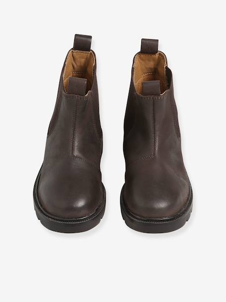 Jongensboots van leer met elastiek donkerbruin - vertbaudet enfant 