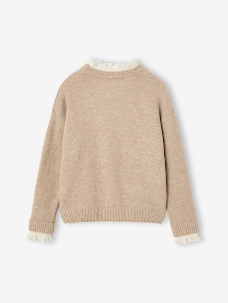 Pull col montant fille camel+vieux rose - vertbaudet enfant 