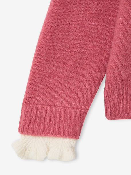 Pull col montant fille camel+vieux rose - vertbaudet enfant 