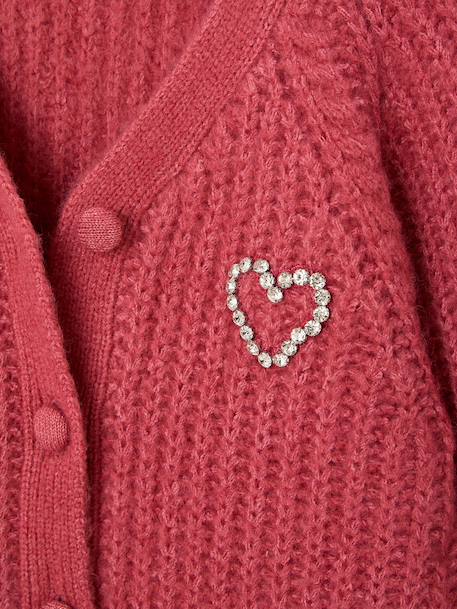 Gebreid vest voor meisjes ecru+oudroze - vertbaudet enfant 