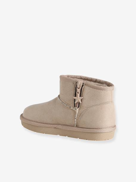 Boots enfant fille textile zippées taupe - vertbaudet enfant 