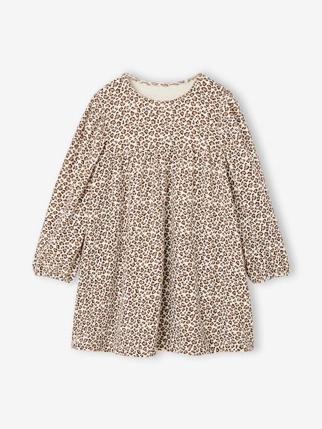 Jersey jurk met lange mouwen meisje ecru+marineblauw - vertbaudet enfant 