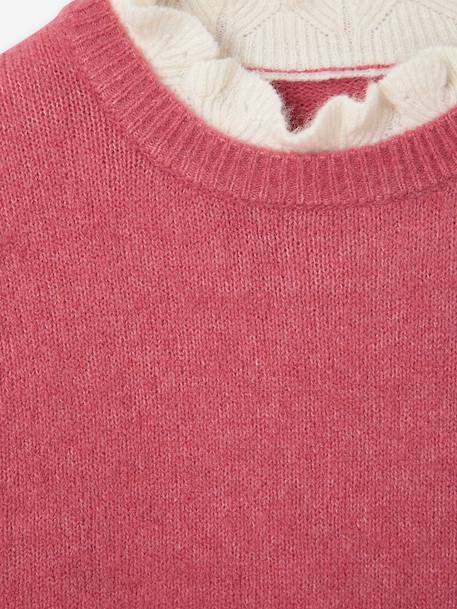 Meisjestrui met opstaande kraag camel+vieux rose - vertbaudet enfant 