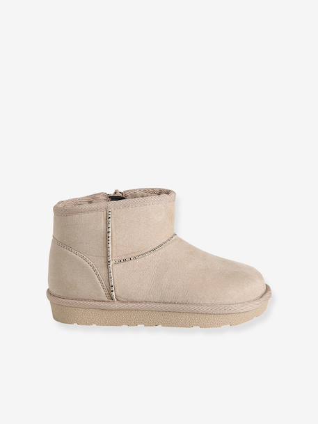 Meisjeslaarsjes met rits taupe - vertbaudet enfant 