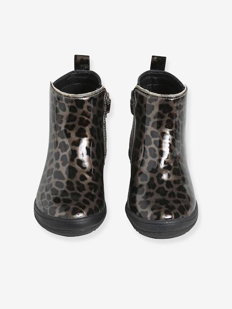 Bottines enfant fille synthétique zippées anthracite+marron+noir - vertbaudet enfant 