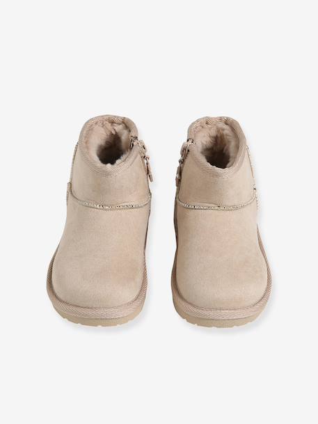 Meisjeslaarsjes met rits taupe - vertbaudet enfant 