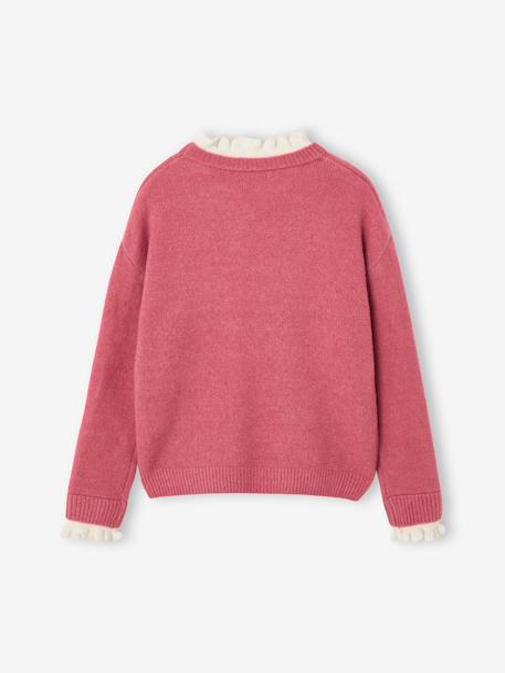 Pull col montant fille camel+vieux rose - vertbaudet enfant 