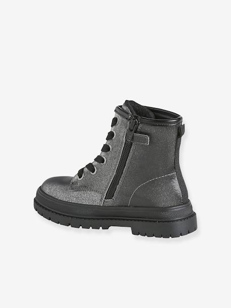 Boots fille à lacets zippées argenté - vertbaudet enfant 