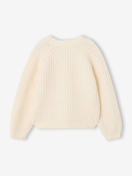 Gilet boutonné fille écru+vieux rose - vertbaudet enfant 