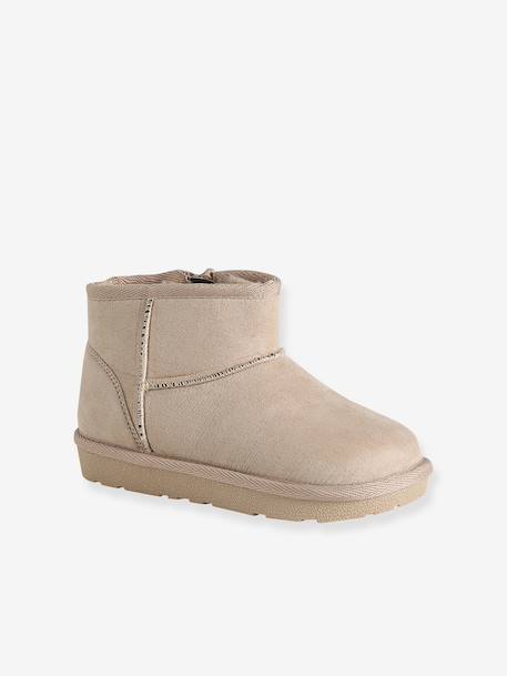 Meisjeslaarsjes met rits taupe - vertbaudet enfant 