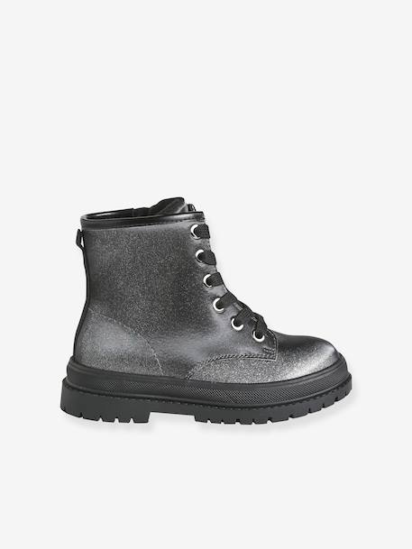 Meisjesboots met veters en rits zilver - vertbaudet enfant 