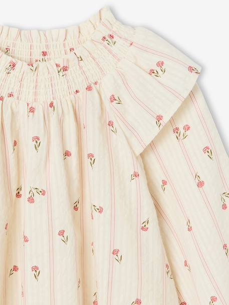Meisjesblouse met lange mouwen ecru - vertbaudet enfant 