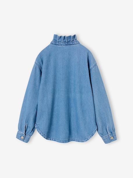 Chemise fille col montant bleu moyen - vertbaudet enfant 