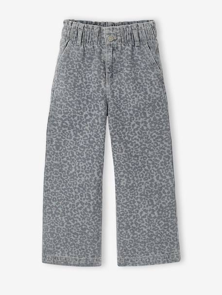Pantalon fille large motifs fantaisie bleu clair+denim gris+gris - vertbaudet enfant 