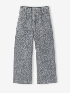 Meisje-Wijde jeans in paperbagstijl met bloemmotieven voor meisjes