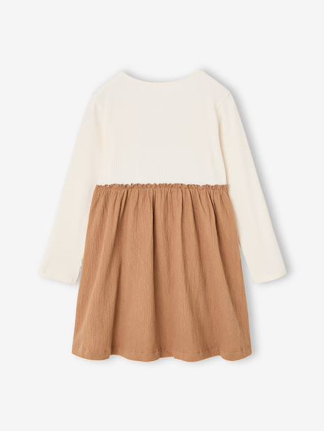 Robe 2 en 1 manches longues fille camel - vertbaudet enfant 