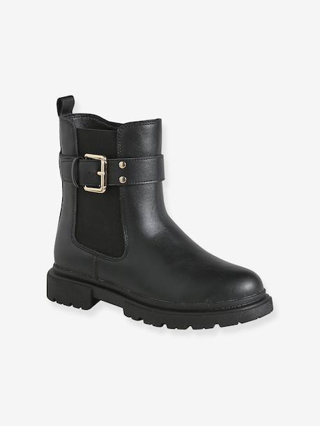 Boots fille zippées synthétique noir - vertbaudet enfant 